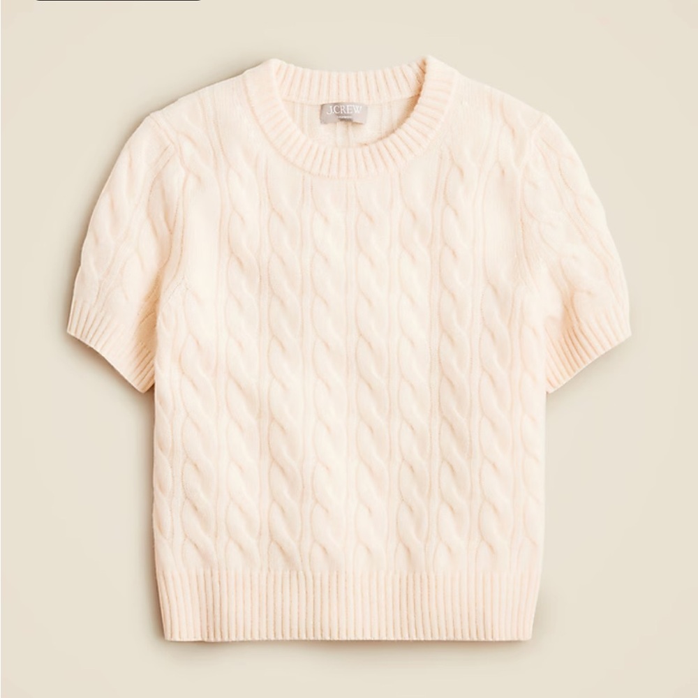 J. Crew Cashmere Cable Knit Short Sleeve Sweater